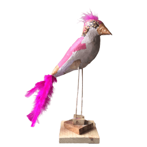 vogels op stok papiermache vogel roze