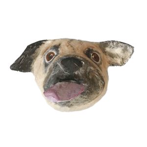 papiermache dierenkop van een hond ras pug