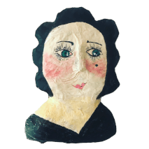 portret van een dame met zwart haar