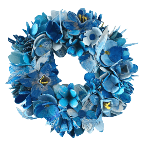 blauwe bloemenkrans gemaakt door babetteswereld