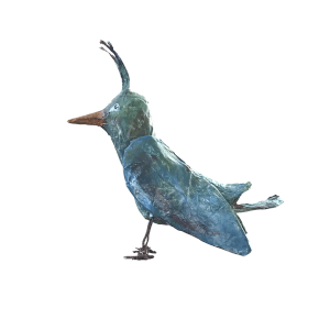 unieke papiermache fantasievogel antiekblauwe papiermache vogel