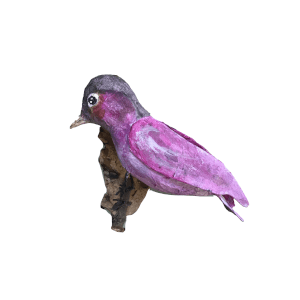 roze vogeltje van papiermache