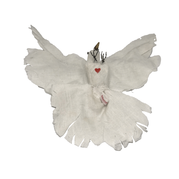 witte duif groot linnen fauxtaxidermy softsculpting