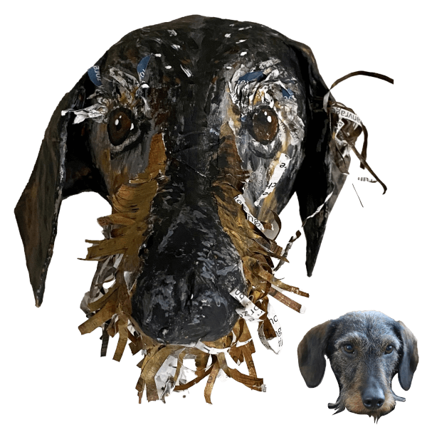 dachshund tekkel papiermache huisdierportret